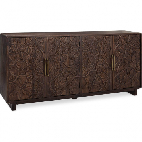 Albero 4 Door Buffet in Kona Brown Carved Mango Wood