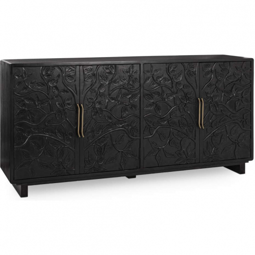 Albero 4 Door Buffet in Black Carved Mango Wood