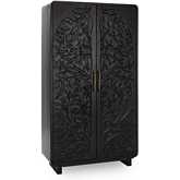 Albero Tall Cabinet in Black Carved Mango Wood