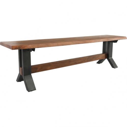 Bellamy 66" Dining Bench in Acacia Wood on Iron Base