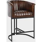 Seville Counter Stool in Brown Top Grain Leather & Metal