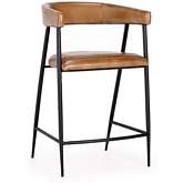 Preston 26" Counter Stool in Tudor Brown Leather & Metal