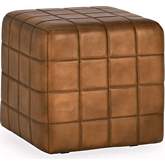 Carlo 18" Ottoman in Antique Brown Camel Buffalo Leather