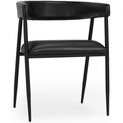 Preston Dining Chair in Black Top Grain Leather & Iron