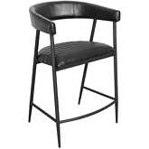 Preston 26" Counter Stool in Black Top Grain Leather & Iron