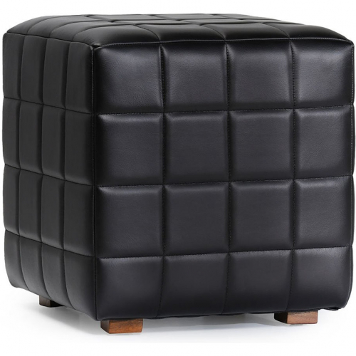 Carlo 18" Square Ottoman in Quilted Jet Black Top Grain Leather