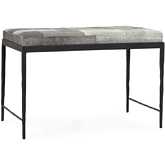 Achen 28" Bench in Tonal Sparrow Gray Hair on Hide & Bronze Hammered Iron