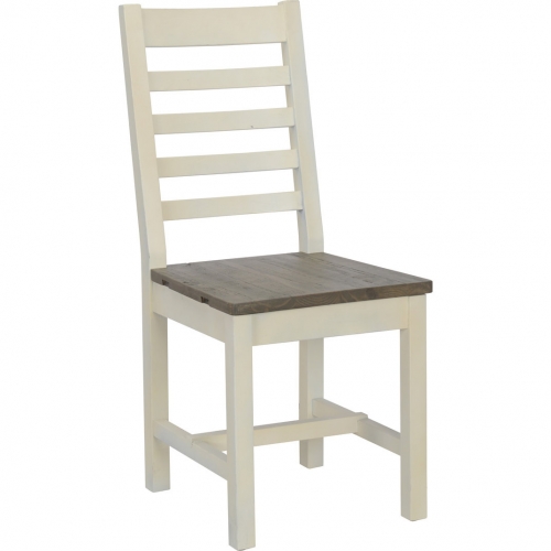 Caleb Dining Chair in Off White & Reclaimed Pine (Set of 2)