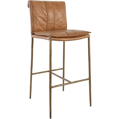 Mayer 30" Bar Stool in Tan Top Grain Leather & Iron