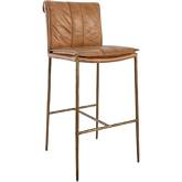 Mayer 30" Bar Stool in Tan Top Grain Leather & Iron