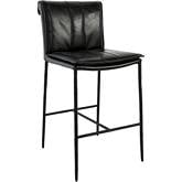 Mayer 26" Counter Stool in Black Top Grain Leather & Iron