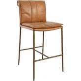 Mayer 26" Counter Stool in Tan Top Grain Leather & Iron