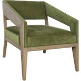 Zane Accent Chair in Green Fabric on Wood frame