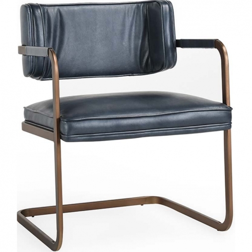 Fonda Dining Chair in Blue Top Grain Leather & Iron