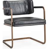 Fonda Dining Chair in Black Top Grain Leather & Iron