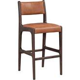 Wayne Bar Stool in Tan Leather & Ash Wood