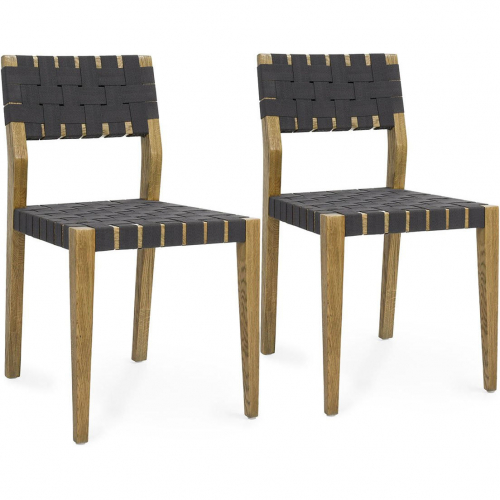 Orlando Dining Chair in Black Webbing & Light Brown Oak (Set of 2)