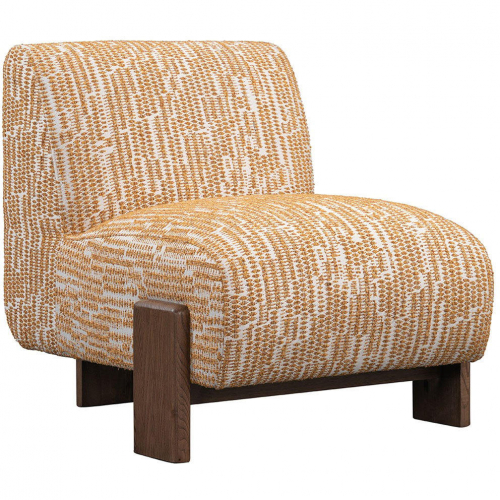 Chelsea Accent Chair in Gold Pattern Fabric & Ash Wood