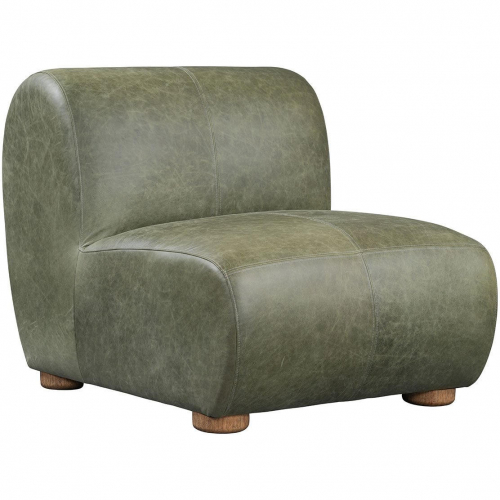 Arcadia Armless Slipper Accent Chair in Green Leather