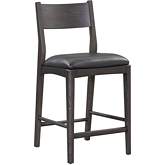 Rooney 26" Counter Stool in Jet Black Leather & Wood