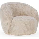 Adley Swivel Accent Chair in Sand Plush Fabric