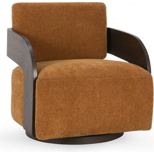 Toscana Swivel Accent Chair in Amber Fabric & Ash Wood