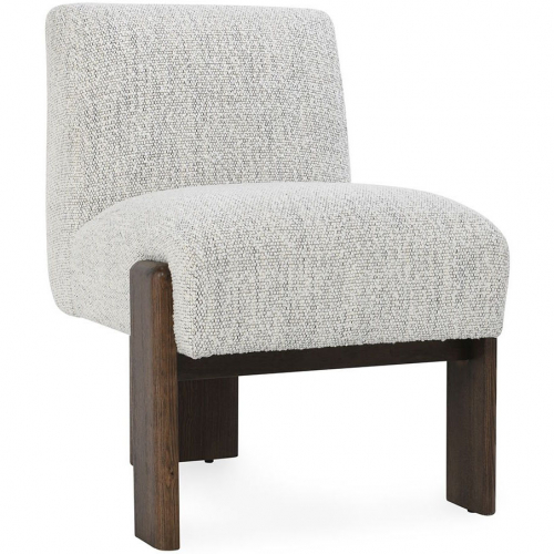 Chelsea Dining Chair in Wood & Pixel Ivory Fabric