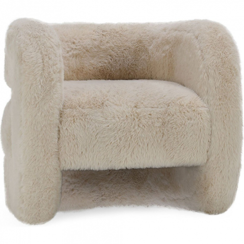 Teddy Plush Accent Chair in Beige Fabric