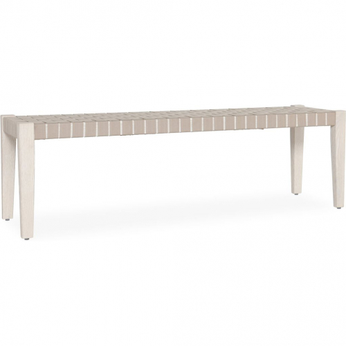 Orlando 62" Dining Bench in Milk White Oak Wood & Taupe Webbing