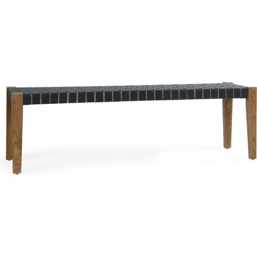 Orlando 62" Dining Bench in Natural Oak Wood & Charcoal Webbing