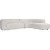 Anniston 2 Piece Sectional Sofa w/ Right Arm Facing Chaise in Ivory Fabric