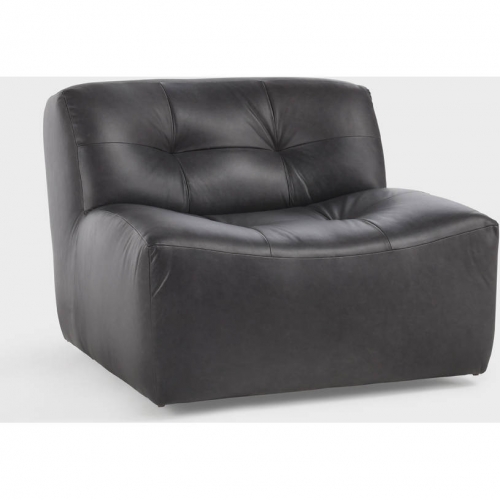 Gabriel Swivel Accent Chair in Black Top Grain Leather