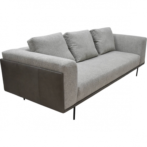 Sinclair 98" Sofa in Gray Leather & Fabric