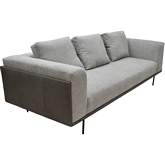 Sinclair 98" Sofa in Gray Leather & Fabric