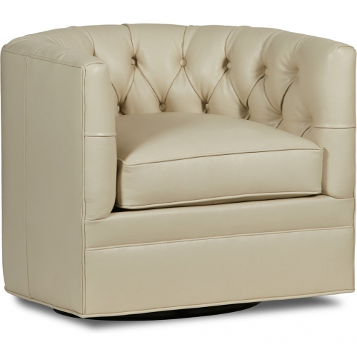 Arlington Swivel Accent Chair in Tufted Cream Aniline Leather