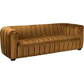 Claire Sofa in Channel Tufted Caramel Fabric