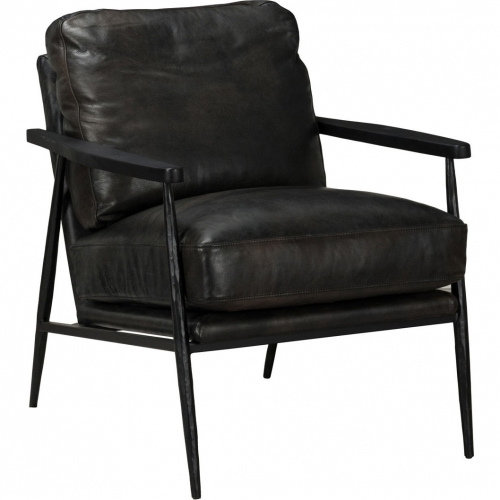 Christopher Accent Club Chair in Black Top Grain Leather