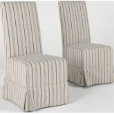 Melrose Armless Dining Chair in Striped Fabric Slipcover (Set of 2)