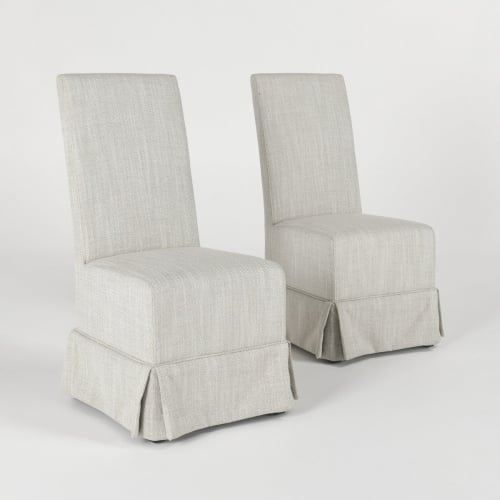 Melrose Armless Dining Chair in Natural Fabric Slipcover (Set of 2)