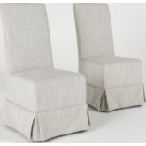 Melrose Armless Dining Chair in Natural Fabric Slipcover (Set of 2)