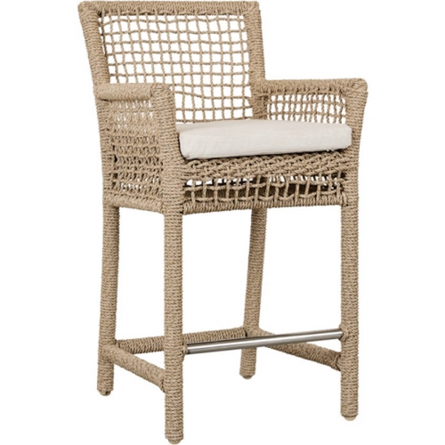 Brisbane Counter Stool in Hyacinth Rope & Neutral Fabric