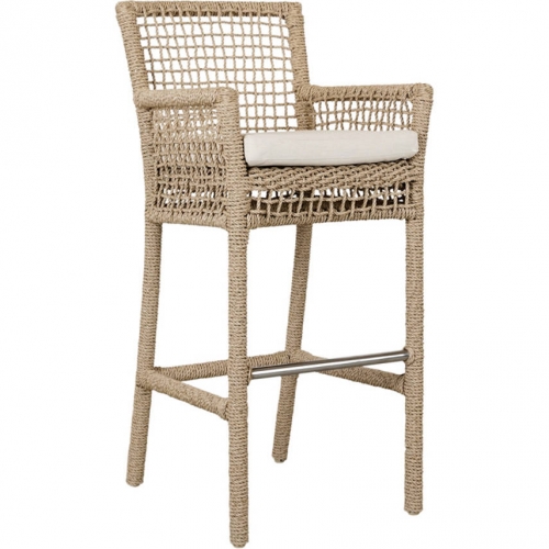 Brisbane Bar Stool in Hyacinth Rope & Neutral Fabric