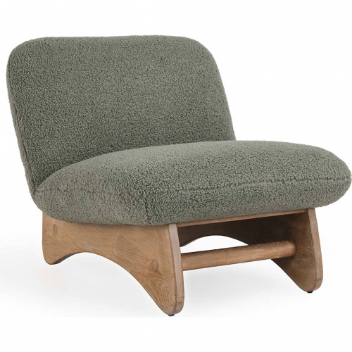 Astra Accent Chair in Green Fabric & Wood