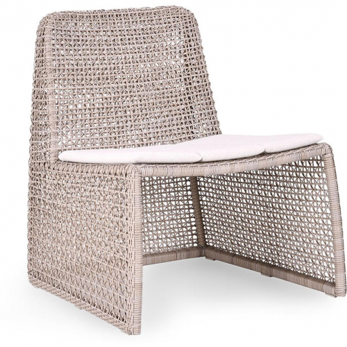 Michelle Outdoor Accent Chair in Linen Color Poly Rattan & Neutral Fabric