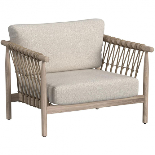 Leo Outdoor Accent Chair in in Taupe Wood, Poly Rope & Fabric