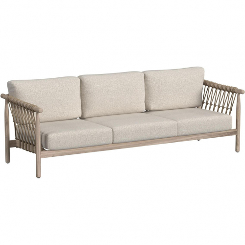 Leo Outdoor Sofa in Taupe Wood, Poly Rope & Fabric