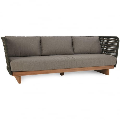 Ellie Outdoor Sofa in Teak Wood, Poly Rope & Fabric