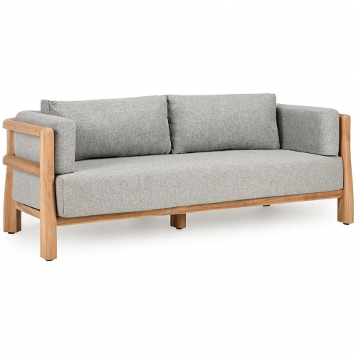 Aston 82" Outdoor Sofa in Natural Teak & Gray Fabric