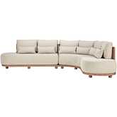 Isla Outdoor 3 Piece Sectional Sofa in Natural Teak & Neutral Fabric