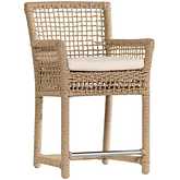 Brisbane Outdoor Counter Stool in Natural Color Poly Rope & Neutral Fabric